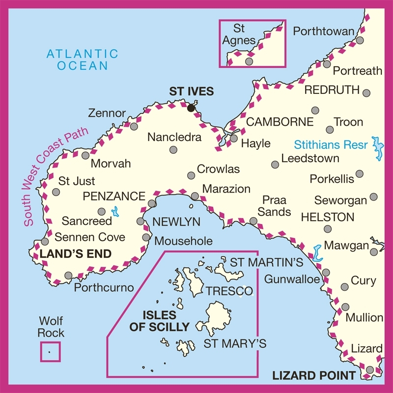 MAP,O/S Lands End & Isles of Scilly (with Download)